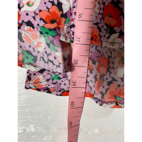 Ann Taylor Floral Dress Short Sleeve Drop Waist Flowy Romantic Oversized Size M - Picture 11 of 13